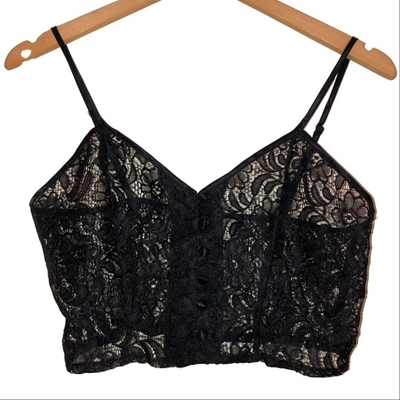 Victoria’s Secret Vintage Crown Label Floral Lace Button Front Crop Cami Size M - Picture 1 of 13